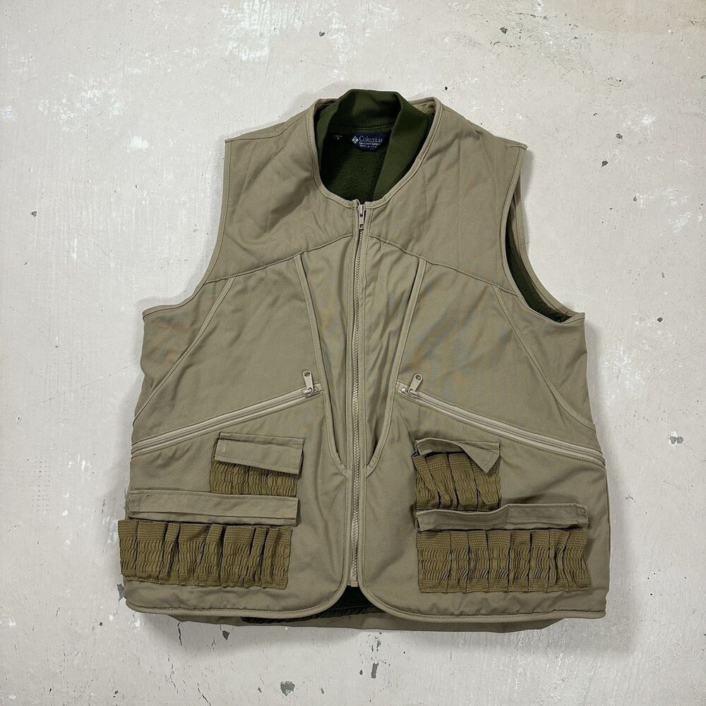 COLUMBIA Sportswear Company Men’s Hunting Vest Size Large Beige 24 Shell w Liner